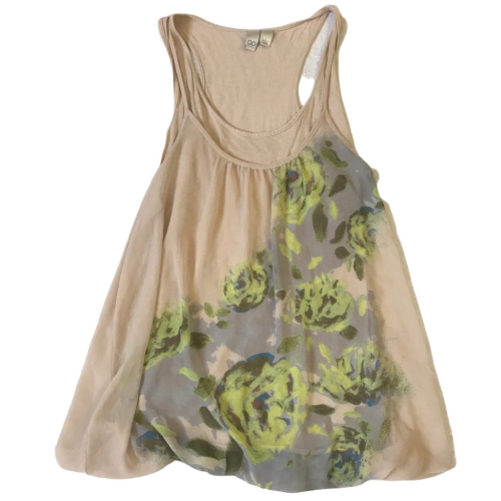 Go International Layered Floral Chiffon Tank Top S